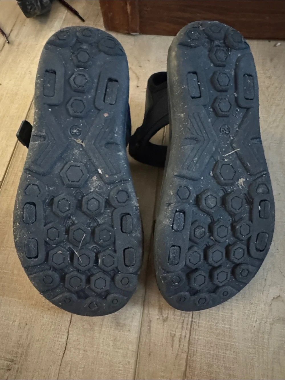 Amazon Kids Black and Blue Open-Toe Adjustable Sandals